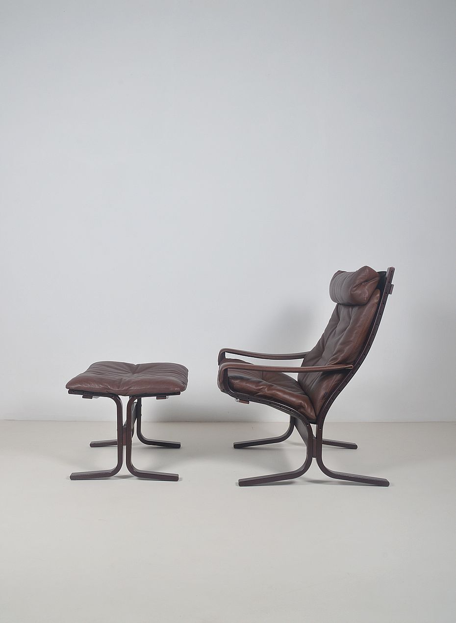 Norwegian lounge chair with ottoman designed by Ingmar Relling, 1960s