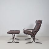 Norwegian lounge chair with ottoman designed by Ingmar Relling, 1960s
