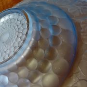 Art Deco blue glass centrepiece bowl with pansy decoration - 30 cm