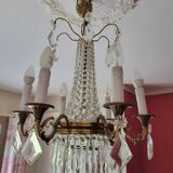 6-light hot air balloon chandelier with crystal pendants, late 19th century