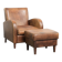 Set of a sheepskin armchair and ottoman finished with matching piping