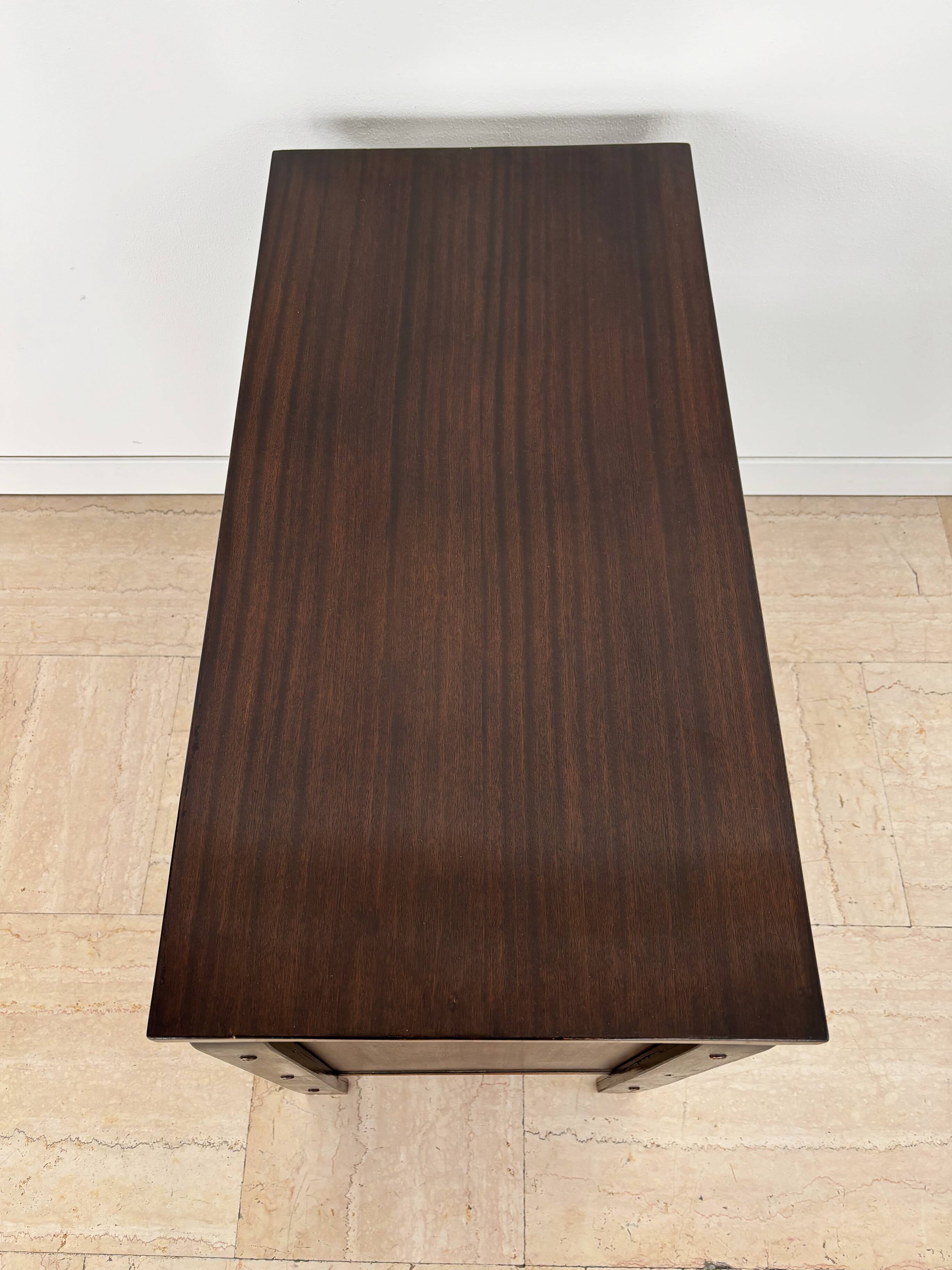 Giuseppe Pagano Pogatschnig Italian Dark Wood Desk for Gino Maggioni, 1940s