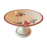 Coupe sur pied faïence décor roses