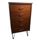 5 drawer teak chest of drawers 1960