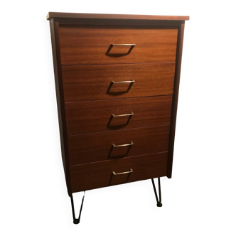 5 drawer teak chest of drawers 1960