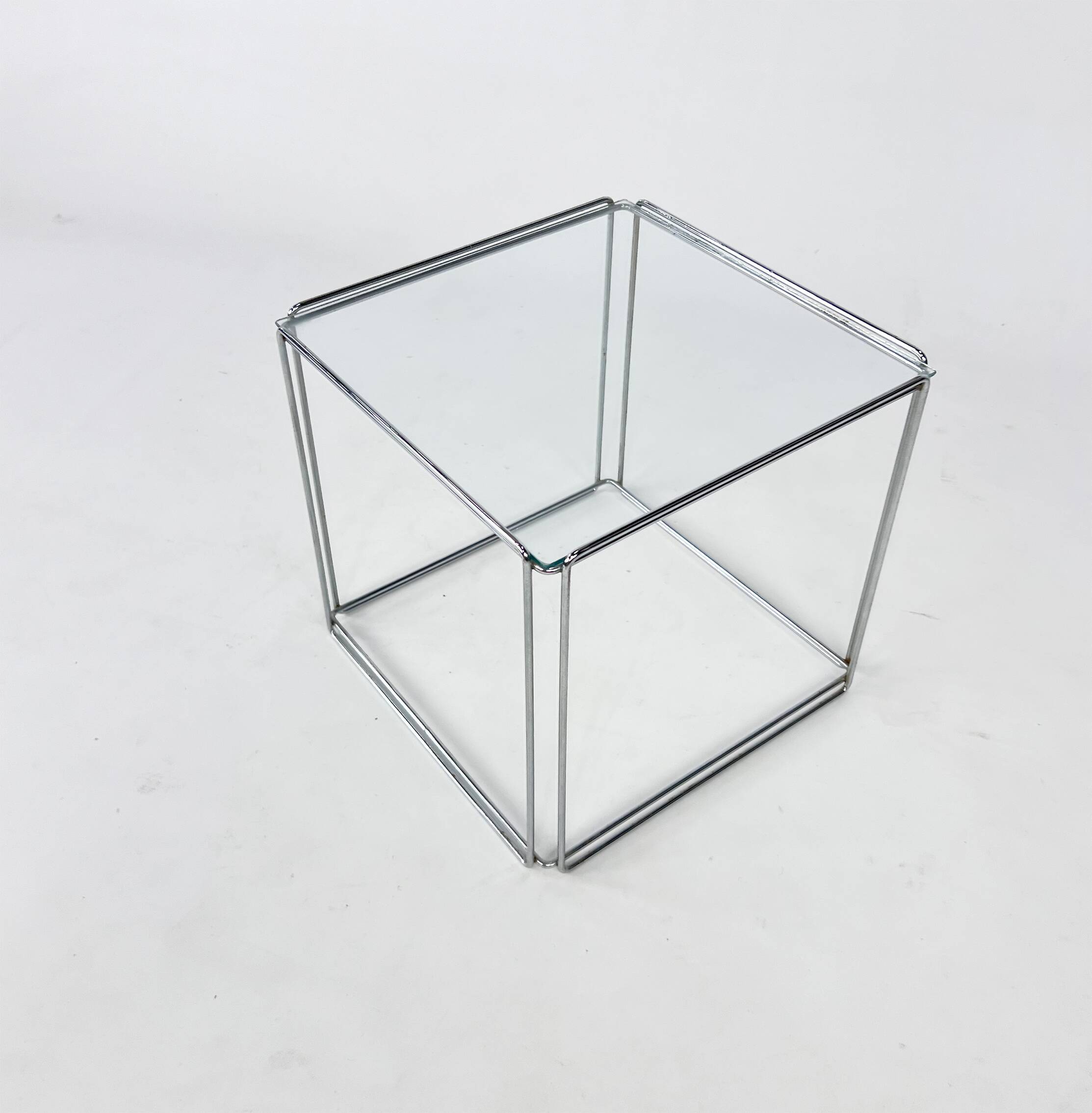 Max Sauze Steel and Glass Side Table, 1970s