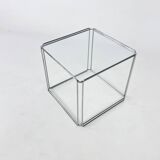 Table d'appoint en acier et verre de Max Sauze, années 1970
