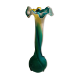 Murano vase with multi colors green, yellow, rare white 1960