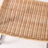 Pair of wicker and metal armchairs