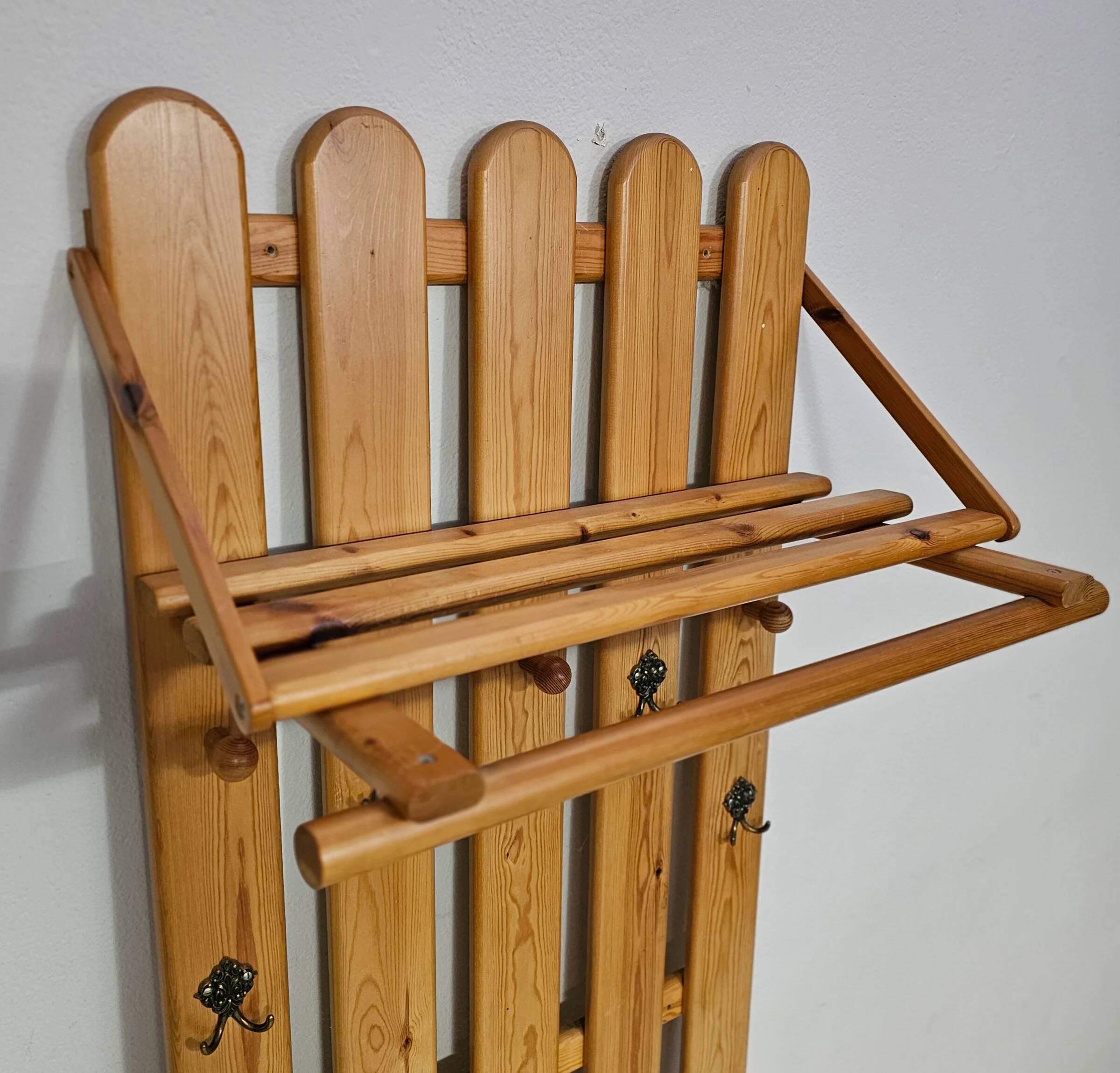 Pine wood coat rack / coatrack width 60 height 190 depth 30 cm