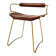 Organic bar stool with a vintage brass backrest and brown leather.