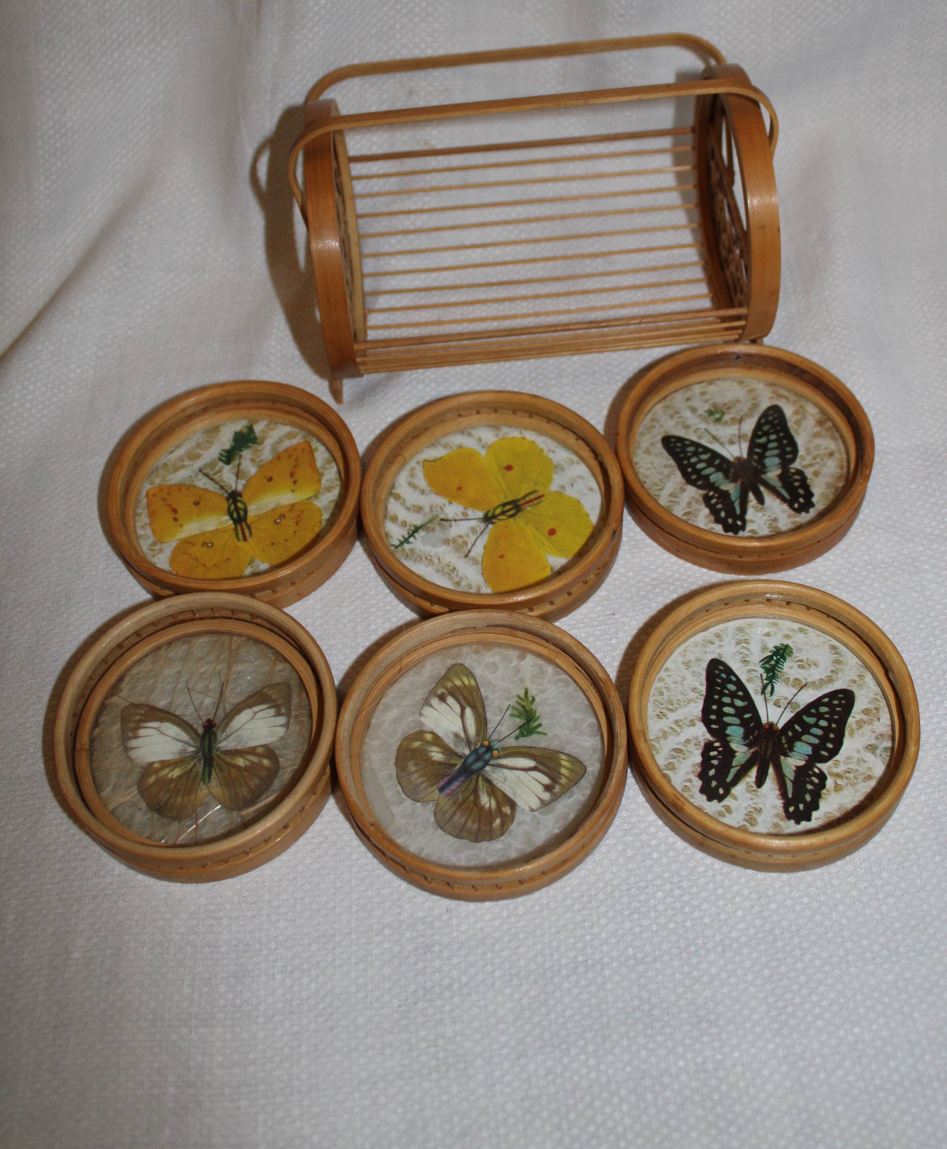 Vintage butterfly coasters