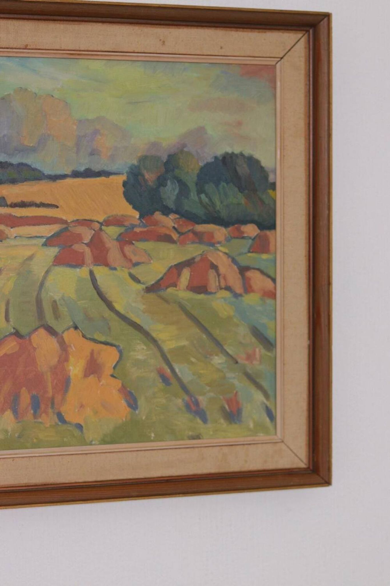 Huile sur toile originale suédoise – “Landskap” – Vintage et encadrée