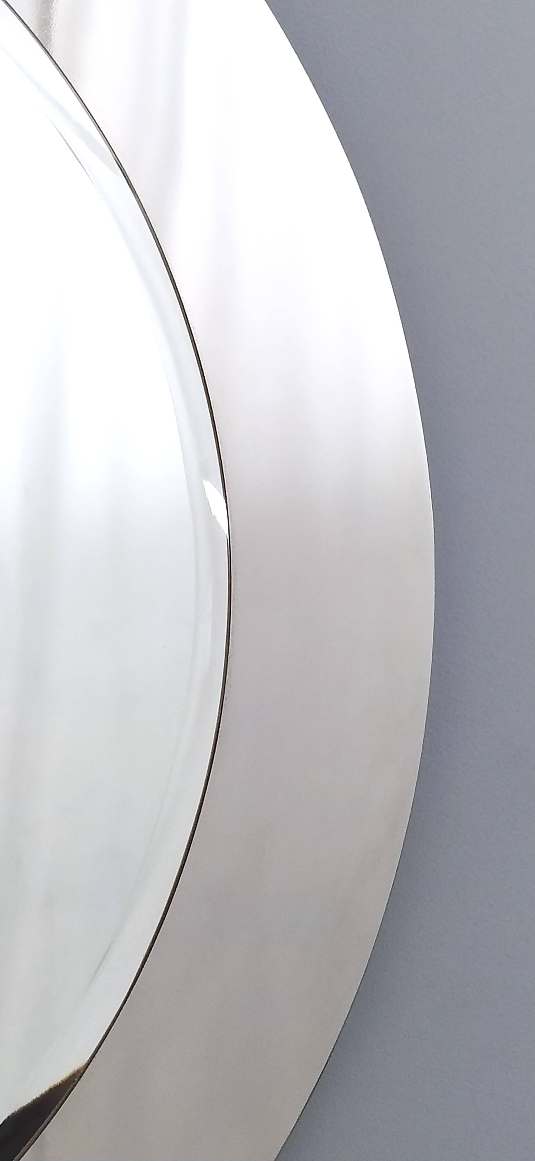 Round Wall Mirror with Mirrored Steel Frame, Italy