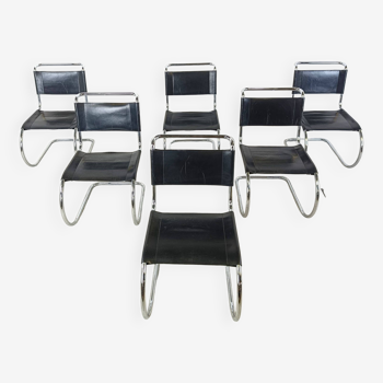 Set of 6 model S533 dining chairs by Mies Van Der Rohe for Thonet, 1970s