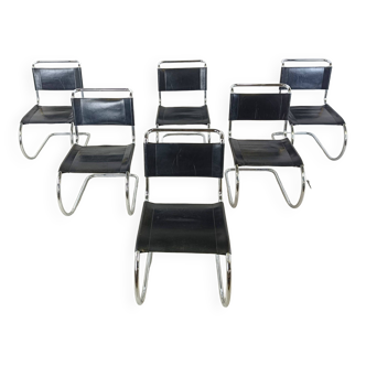 Ensemble de 6 chaises à repas modèle S533 par Mies Van Der Rohe pour Thonet, 1970