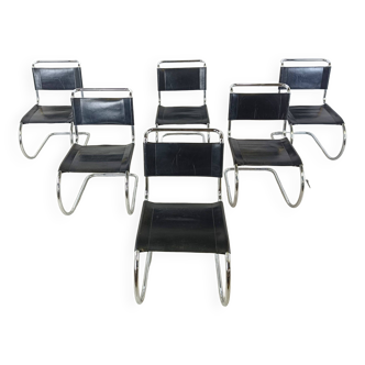 Set of 6 model S533 dining chairs by Mies Van Der Rohe for Thonet, 1970s