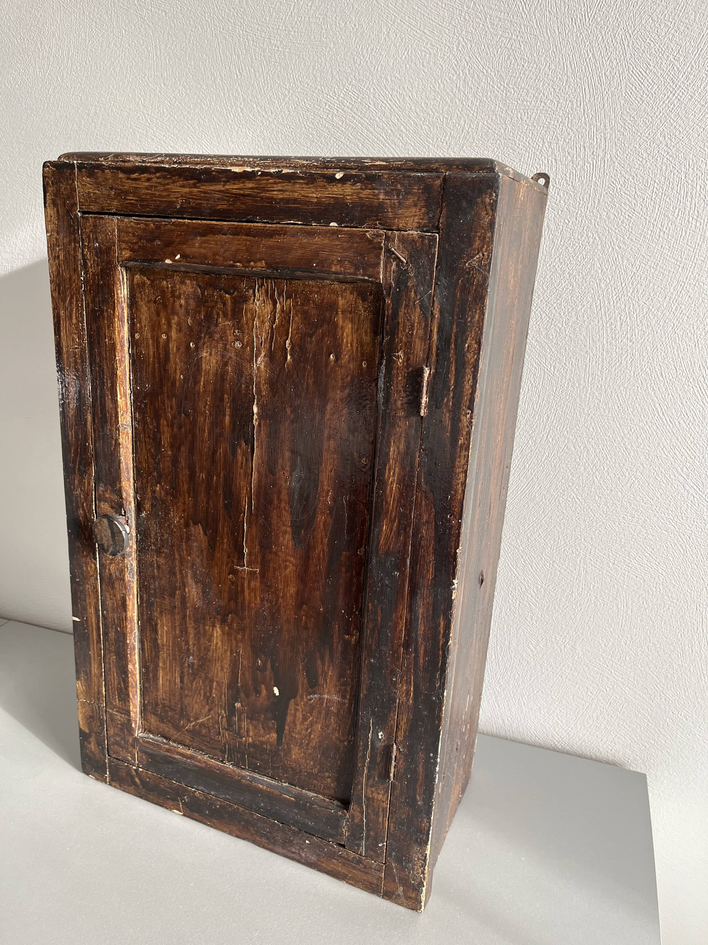 Patinated wooden toilet cabinet / pharmacy