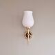 Paire d'appliques opaline et laiton 1950