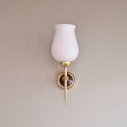 Paire d'appliques opaline et laiton 1950