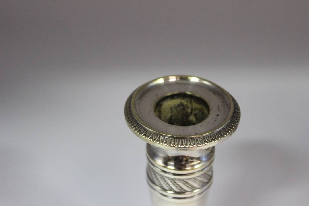 Pair of silver metal candlesticks xxth