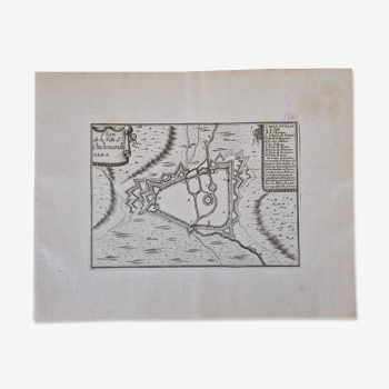 Gravure sur cuivre XVIIème siècle  "Plan de la ville d'Oudenarde"  Par  Pontault de Beaulieu