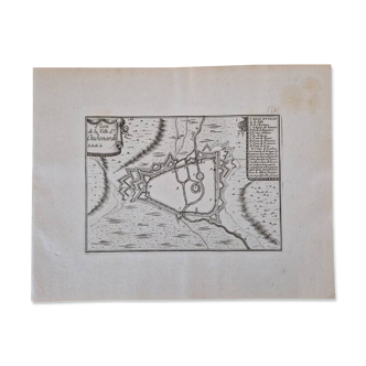 Gravure sur cuivre XVIIème siècle  "Plan de la ville d'Oudenarde"  Par  Pontault de Beaulieu