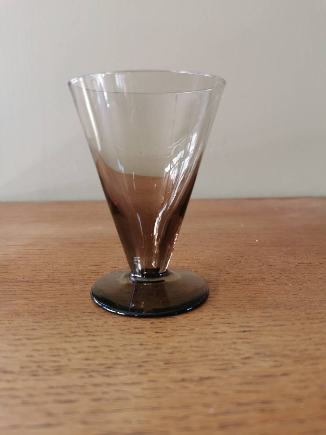 Set of 6 art deco smoked glass glasses