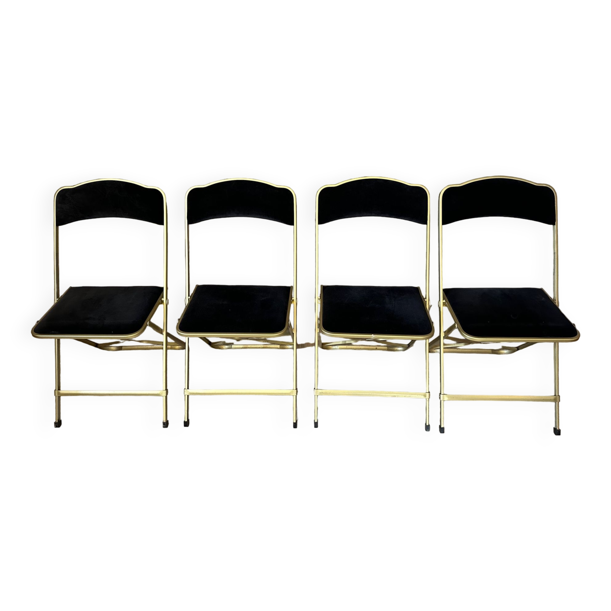 4 velvet and brass chairs