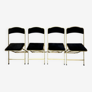4 velvet and brass chairs