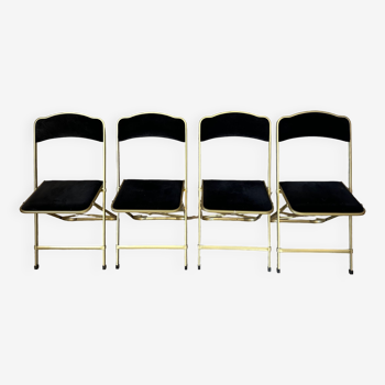 4 chaises velours et laiton