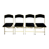 4 velvet and brass chairs