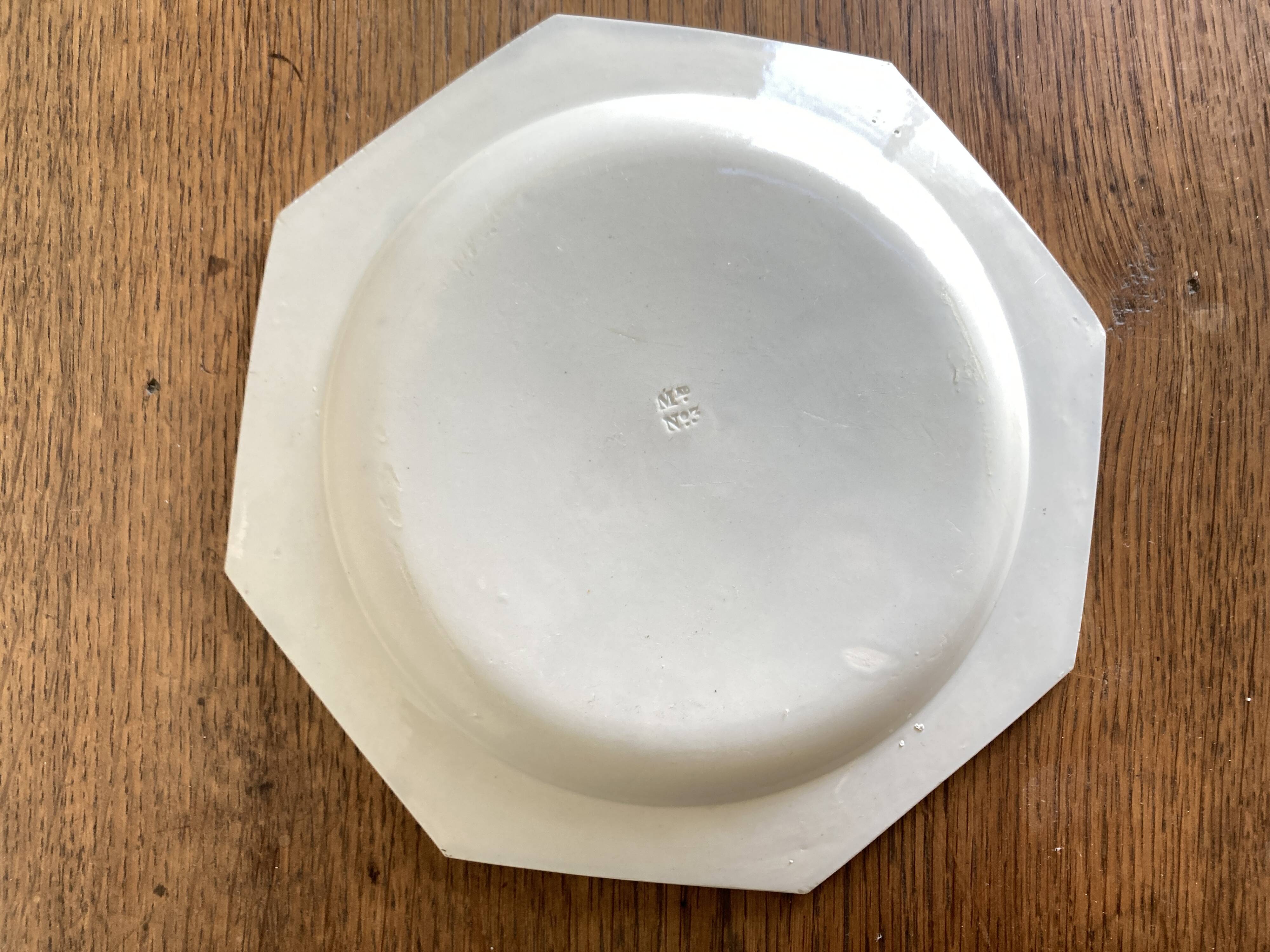Octagonal plates Montereau directory 1810 grisaille neoclassical