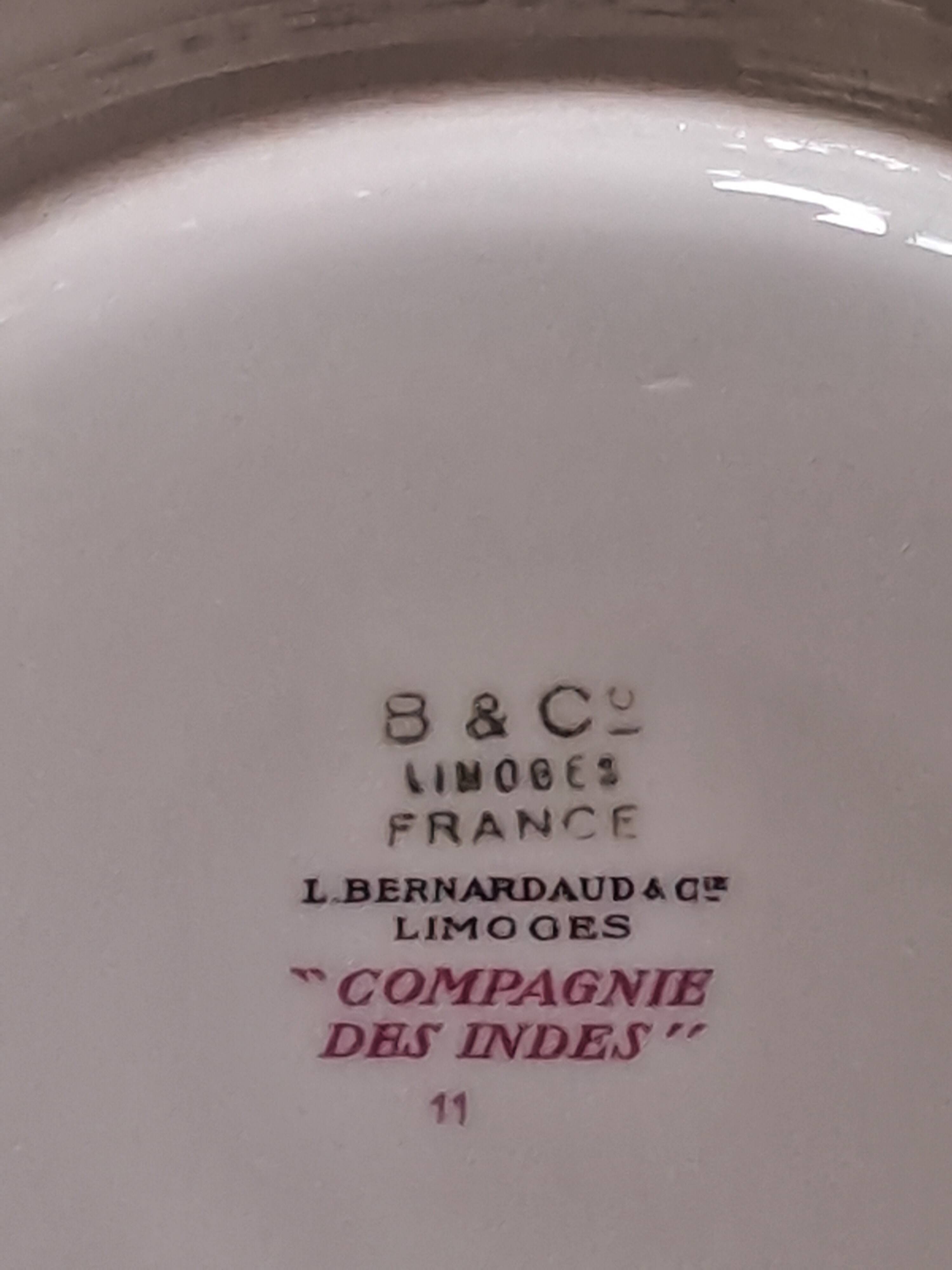Assiettes à dessert Bernardeaud Limoges _Compagnie des  Indes