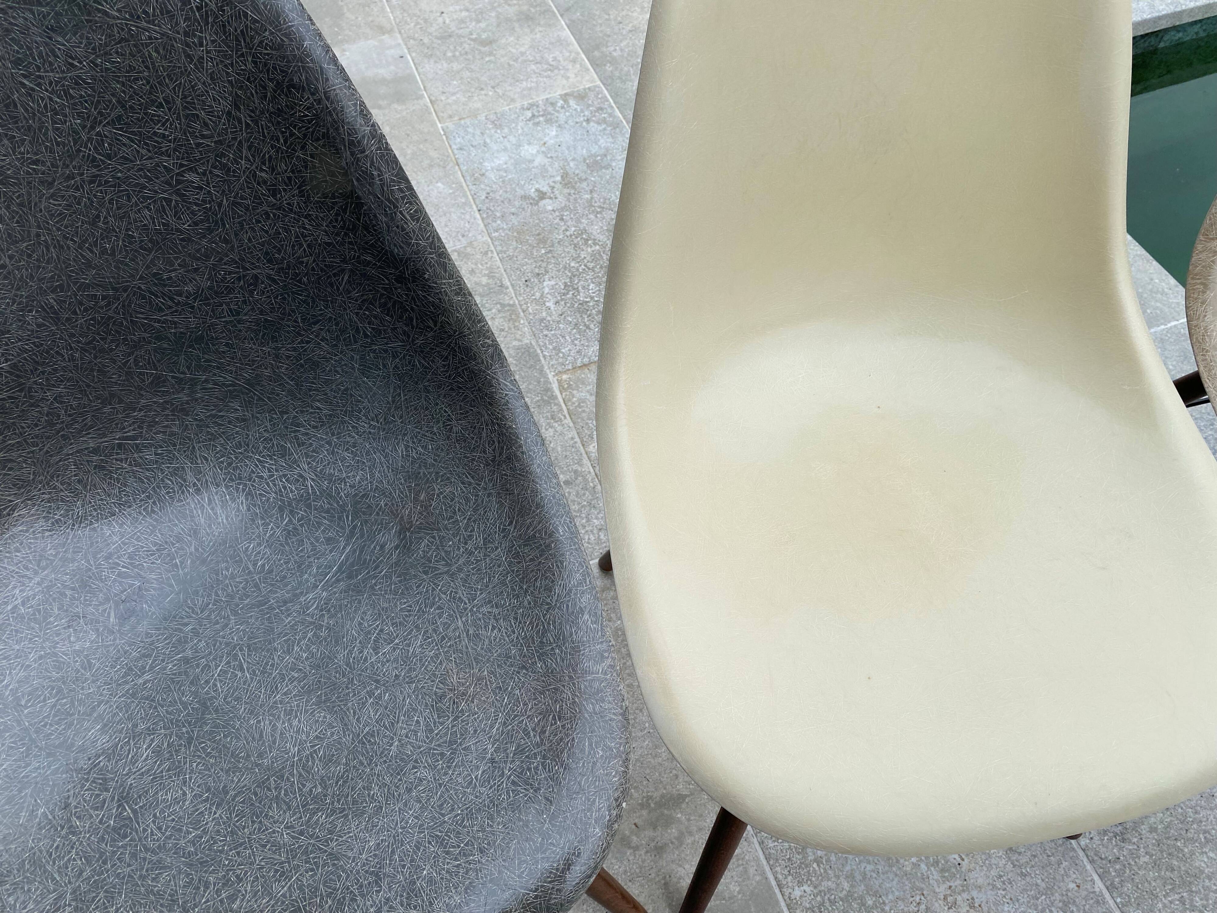 Lot of 4 DSW chairs in walnut fiber by Eames Herman Miller, vintage
