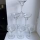 Set of 6 champagne glasses in crystal engraved Art Deco 30s