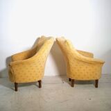 Pair of yellow vintage armchairs