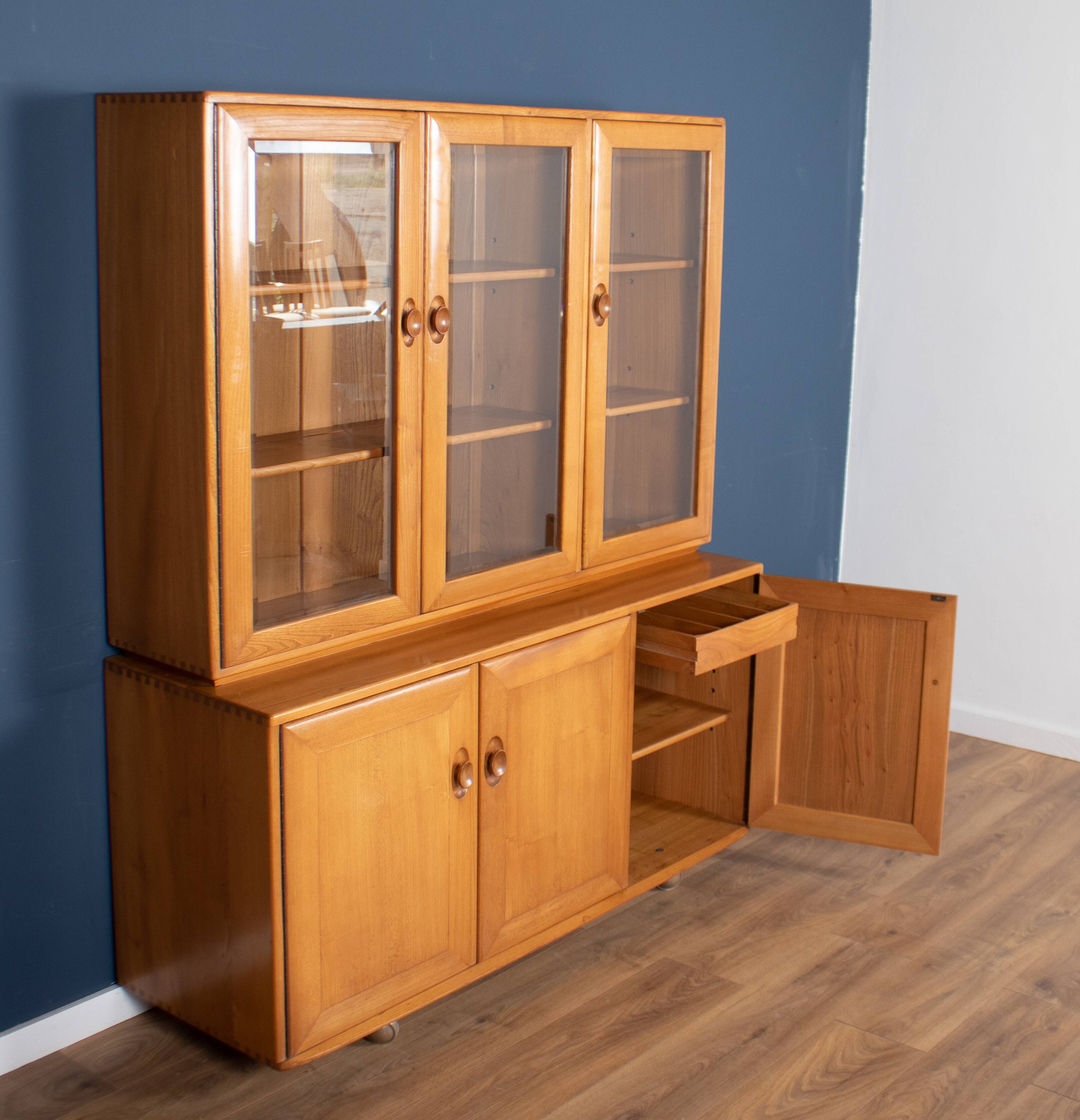 Vintage ercol elm windsor glazed display dresser sideboard model 803, 806