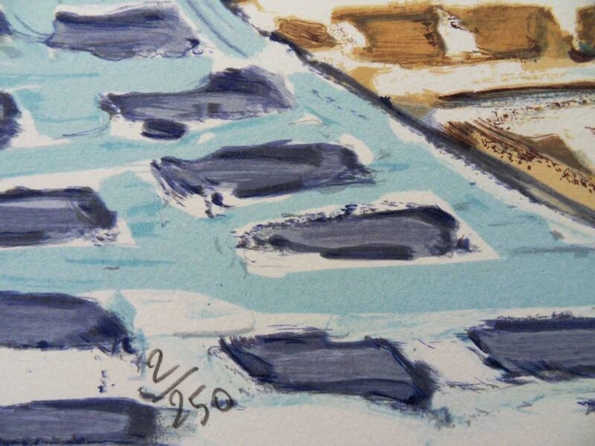 Jean Claude Quilici: Summer in Mykonos, original signed lithograph