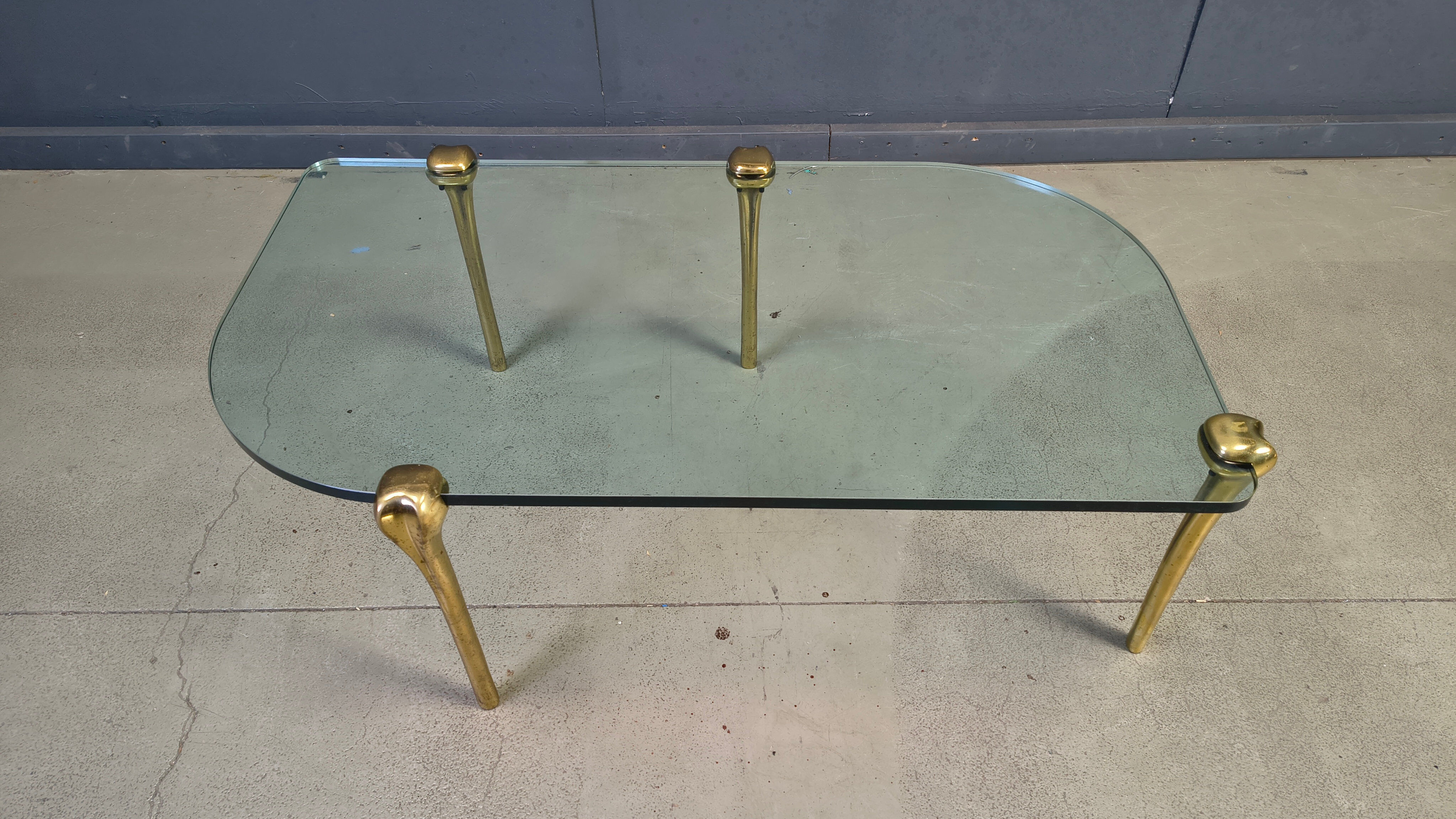 Brass and glass coffee table, 1970s