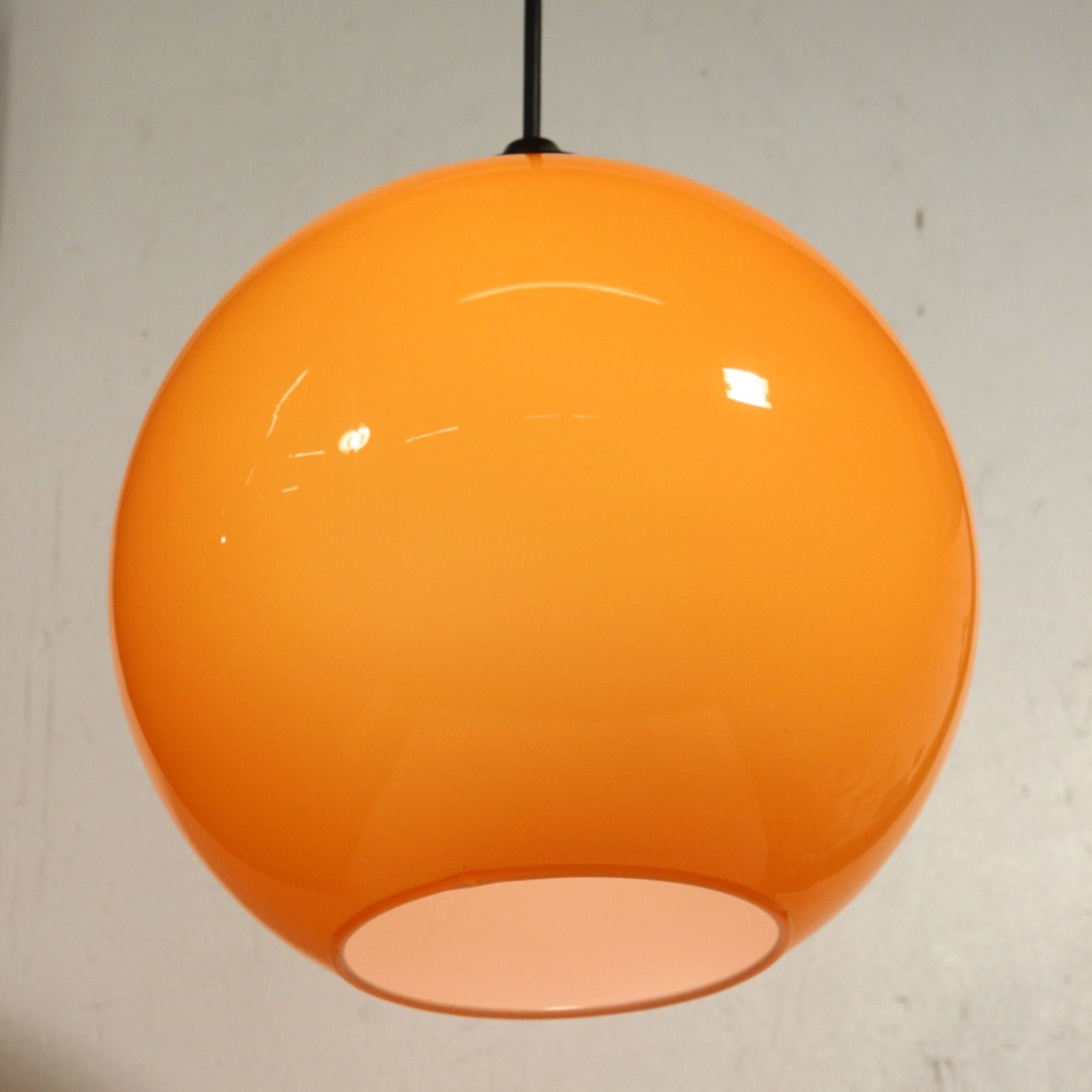 Vintage opaline orange pendant lamp Space Age
