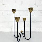 Brass and metal candlestick by Gunnar Ander for Ystad Metall, Sweden, 1950s