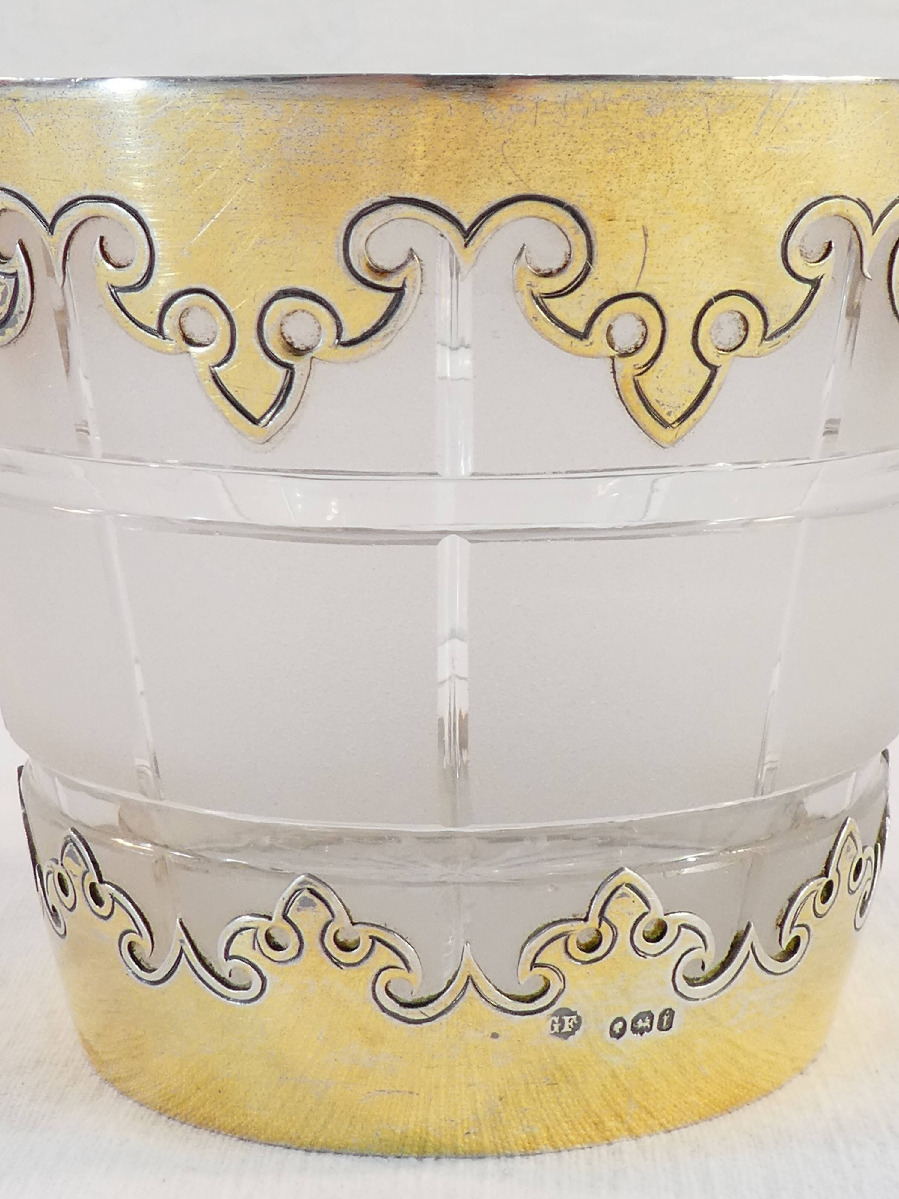 Ice bucket glacons in solid silver vermeil london 1864 victorian era