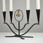 Four-Candle Candelabra with Brass Bell — Ystad-Metall, Sweden, 1950s