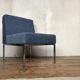 Chrome foot heated chair and vintage blue fabric, 1970