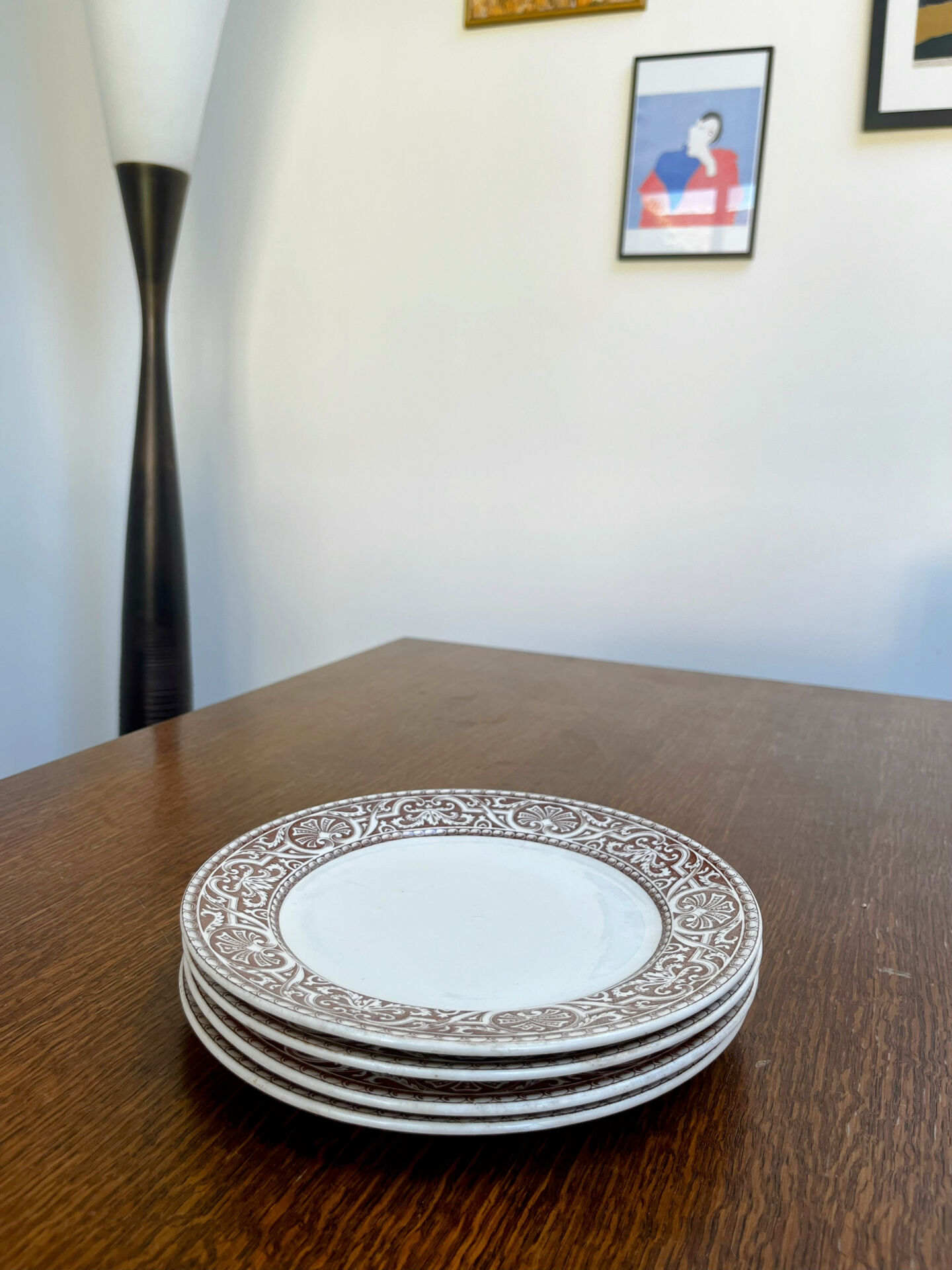 Set of 4 dessert plates Creil & Montereau – Labrador model