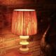 White ceramic lamp by Cari Zalloni, raffia lampshade