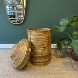 Vintage wicker and brass basket