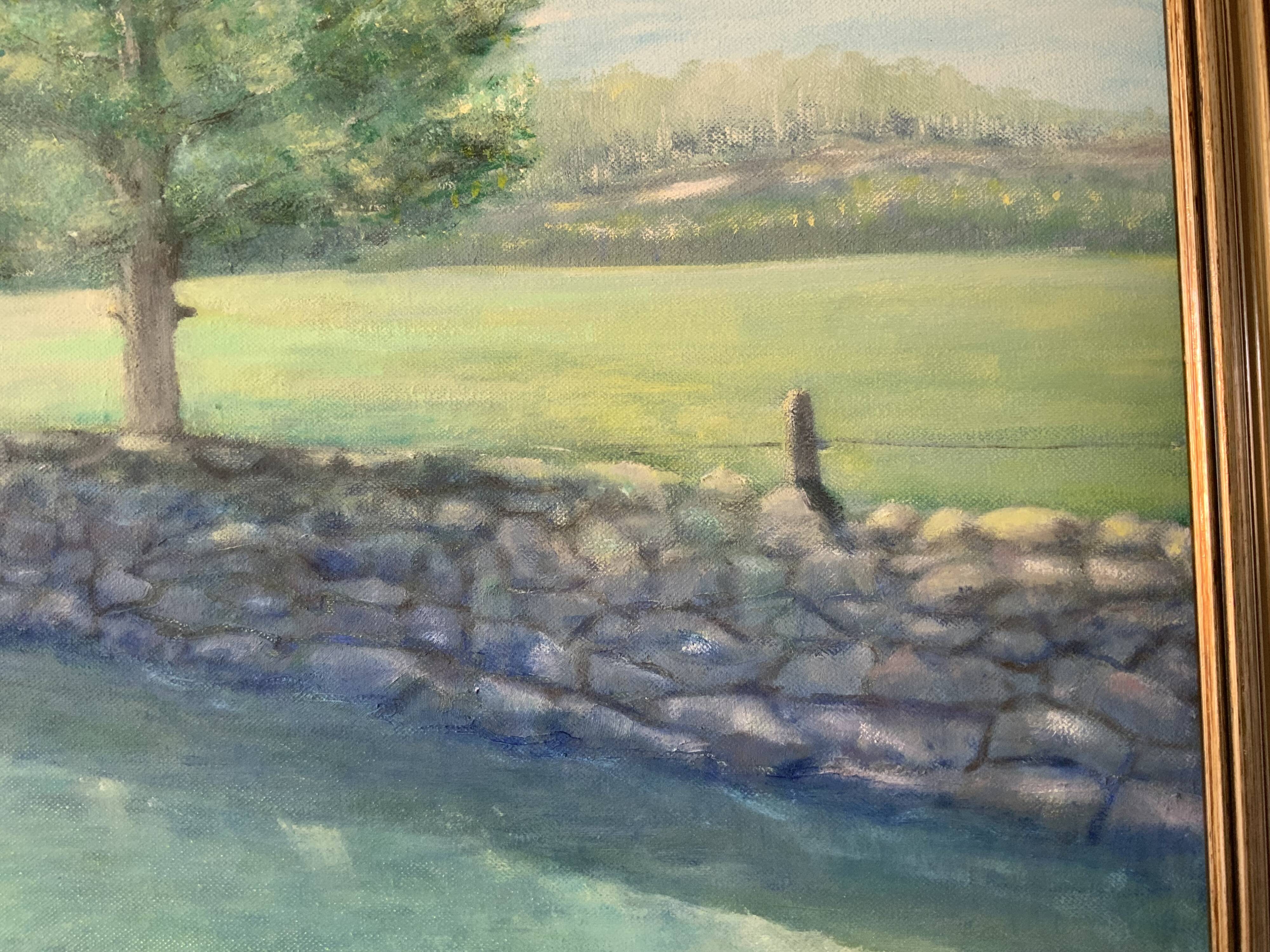 Vintage Original Oil On Canvas Painting Rural Landscape  1995