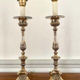 Paire de lampe de table de style Louis XIV du 19ème siècle en métal argenté